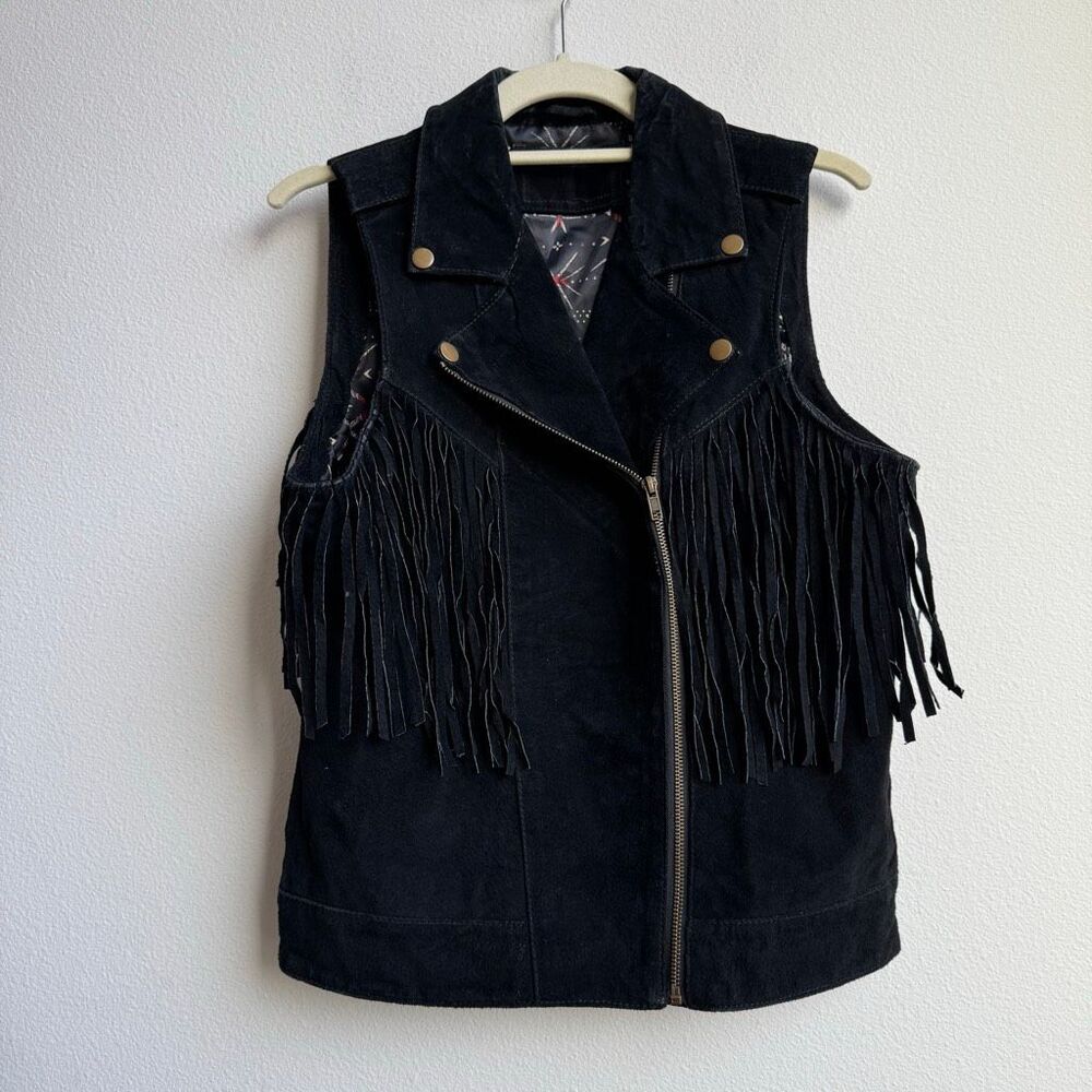 Y2K Forever 21 Japan 100% Pig Leather Suede Fringe Vest Sz S? Coachella Gorpcore